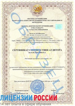 Образец сертификата соответствия аудитора №ST.RU.EXP.00006191-1 Ивантеевка Сертификат ISO 50001